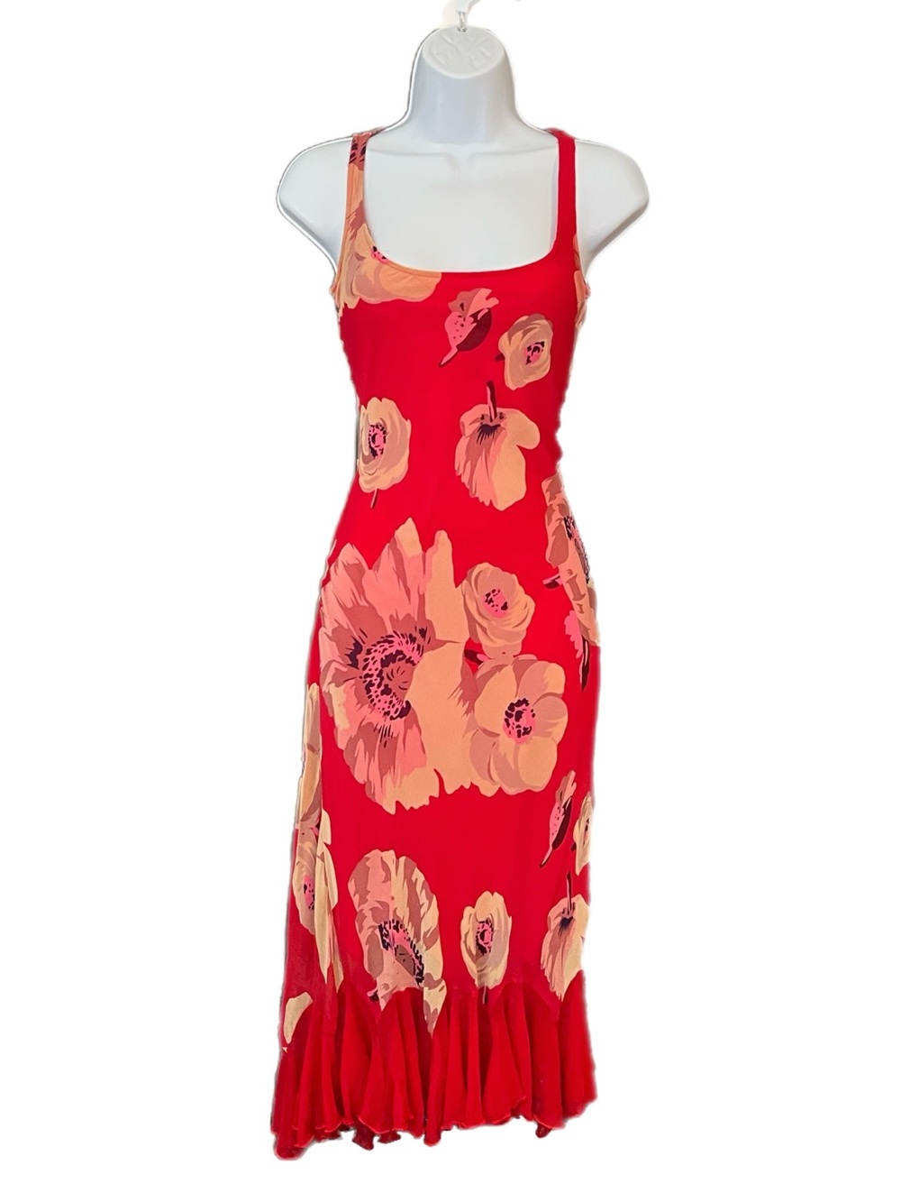 Vintage Betsey Johnson New York Silk Sheer Mesh Floral Slip Dress w/ Flower Pin - Picture 2 of 13